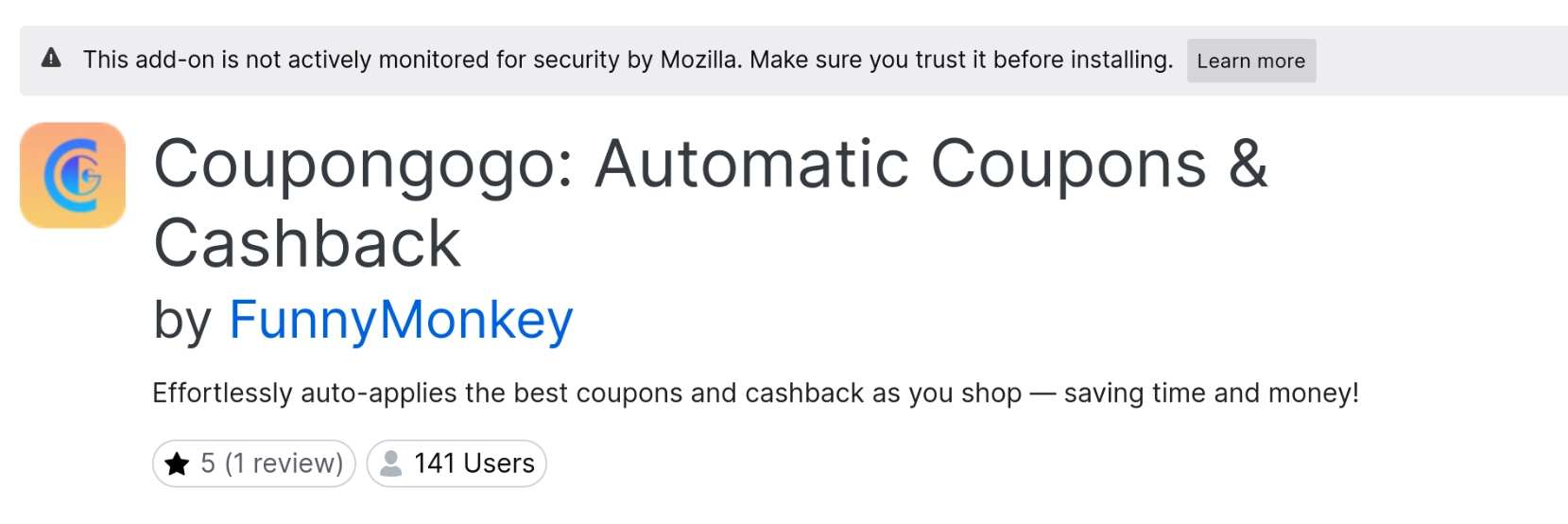 The extension on Fireox Add-ons